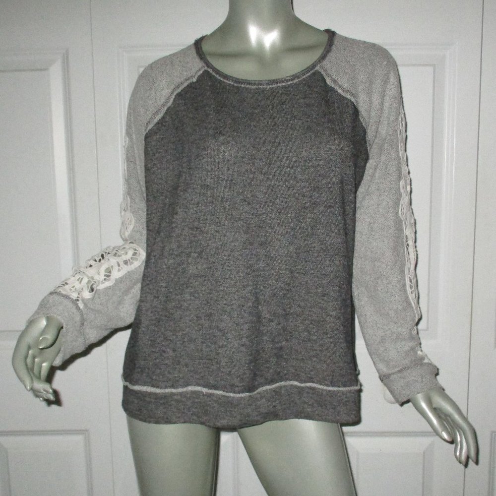 ALTAR'D STATE Gray Long Sleeve Sweater/Crochet Details